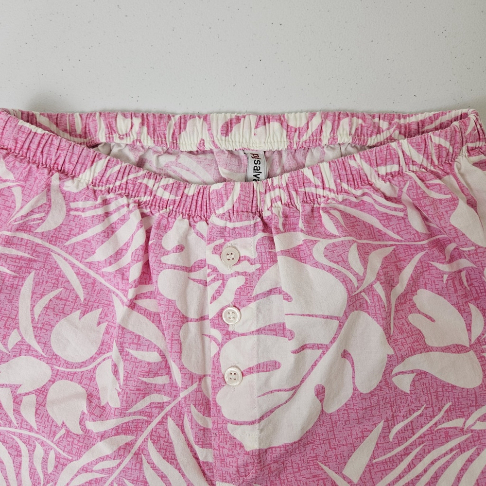 PJ Salvage Women's Small Lounge Pants Pink Tropical Cotton Lightweight Pajama - Picture 11 of 16
